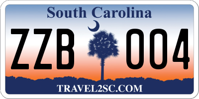 SC license plate ZZB004