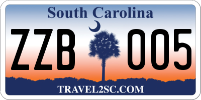 SC license plate ZZB005