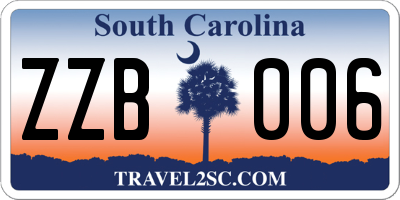 SC license plate ZZB006