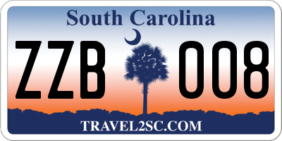 SC license plate ZZB008