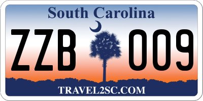 SC license plate ZZB009