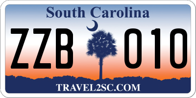 SC license plate ZZB010