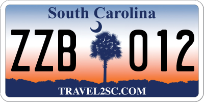 SC license plate ZZB012