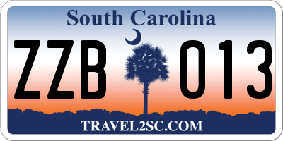 SC license plate ZZB013