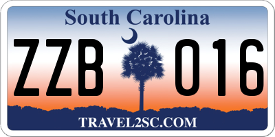 SC license plate ZZB016