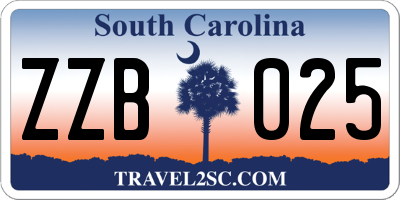 SC license plate ZZB025