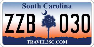 SC license plate ZZB030