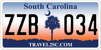 SC license plate ZZB034