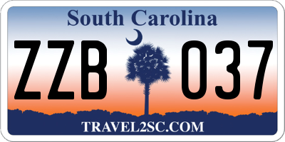 SC license plate ZZB037