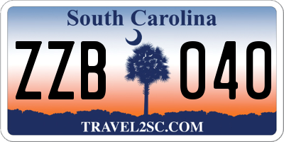 SC license plate ZZB040