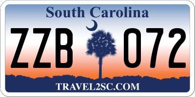 SC license plate ZZB072