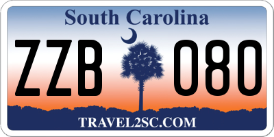 SC license plate ZZB080