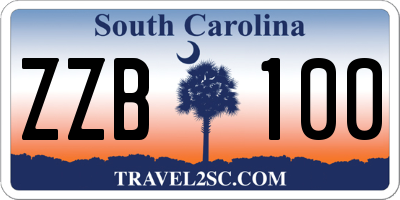 SC license plate ZZB100
