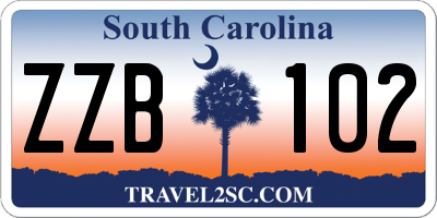 SC license plate ZZB102