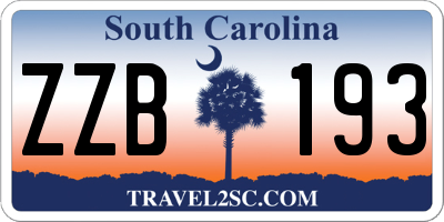 SC license plate ZZB193