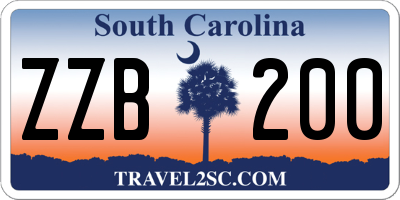 SC license plate ZZB200