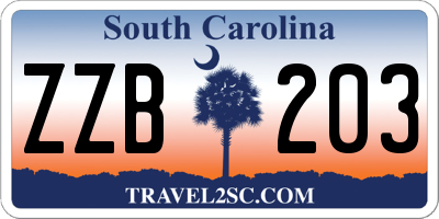 SC license plate ZZB203