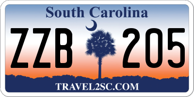 SC license plate ZZB205