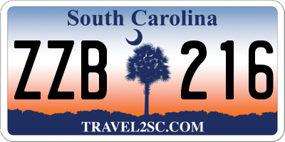 SC license plate ZZB216