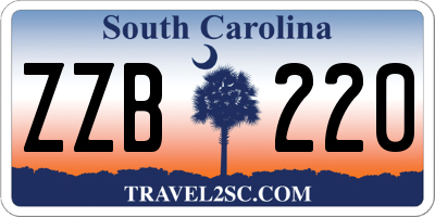 SC license plate ZZB220