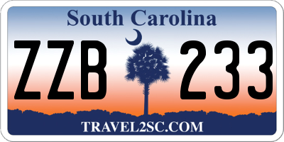 SC license plate ZZB233