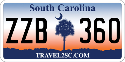 SC license plate ZZB360