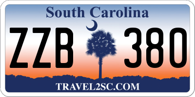 SC license plate ZZB380