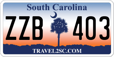 SC license plate ZZB403