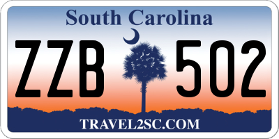 SC license plate ZZB502