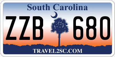 SC license plate ZZB680