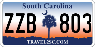 SC license plate ZZB803