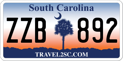 SC license plate ZZB892