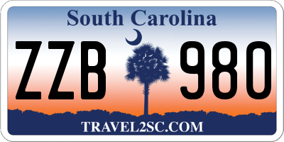 SC license plate ZZB980