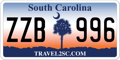 SC license plate ZZB996