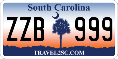 SC license plate ZZB999