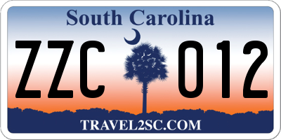 SC license plate ZZC012