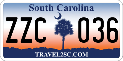 SC license plate ZZC036