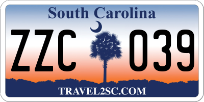 SC license plate ZZC039