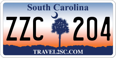 SC license plate ZZC204