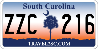 SC license plate ZZC216