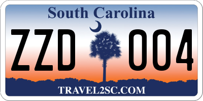 SC license plate ZZD004