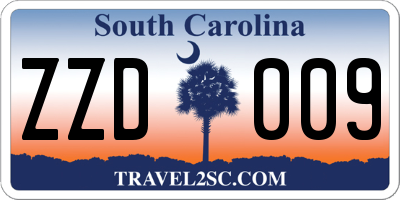 SC license plate ZZD009