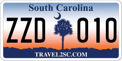 SC license plate ZZD010