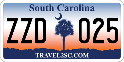 SC license plate ZZD025
