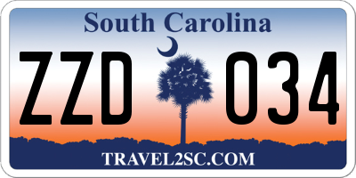 SC license plate ZZD034
