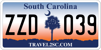 SC license plate ZZD039