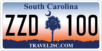 SC license plate ZZD100