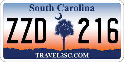 SC license plate ZZD216