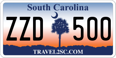 SC license plate ZZD500