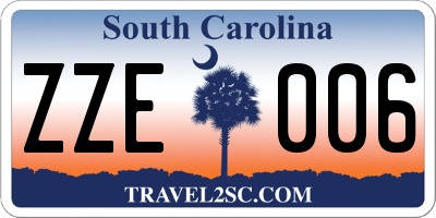 SC license plate ZZE006